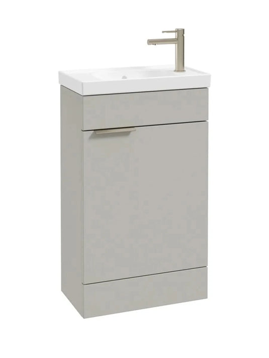 Sonas Stockholm Floorstanding 50Cm Cloakroom Vanity Unit | Matt Arctic Grey | Brushed Nickel Handle | UF1512