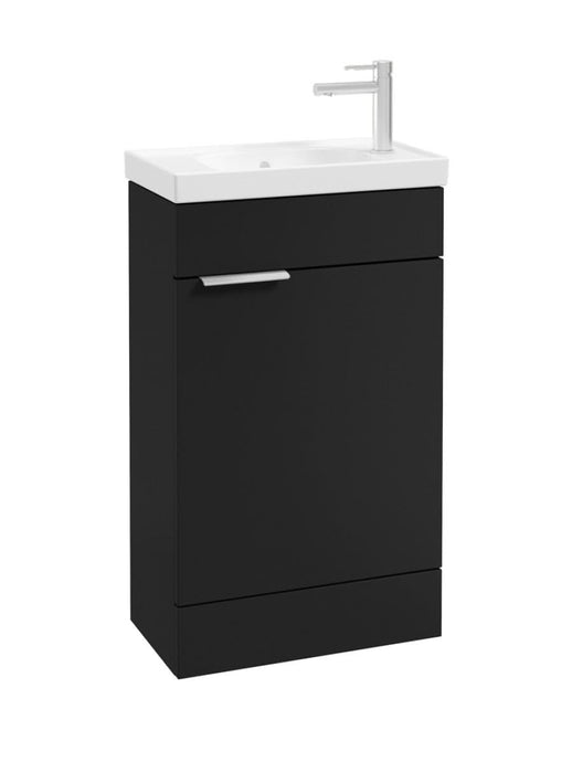 Sonas Stockholm Floorstanding 50Cm Cloakroom Vanity Unit | Matt Black | Brushed Chrome Handle | UF0731