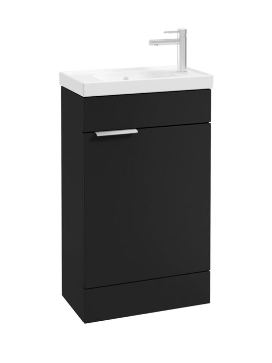 Sonas Stockholm Floorstanding 50Cm Cloakroom Vanity Unit | Matt Black | Brushed Chrome Handle | UF0731