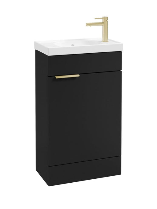 Sonas Stockholm Floorstanding 50Cm Cloakroom Vanity Unit | Matt Black | Brushed Gold Handle | UF0733