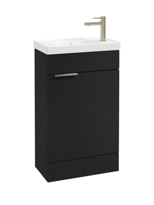 Sonas Stockholm Floorstanding 50Cm Cloakroom Vanity Unit | Matt Black | Brushed Nickel Handle | UF1507