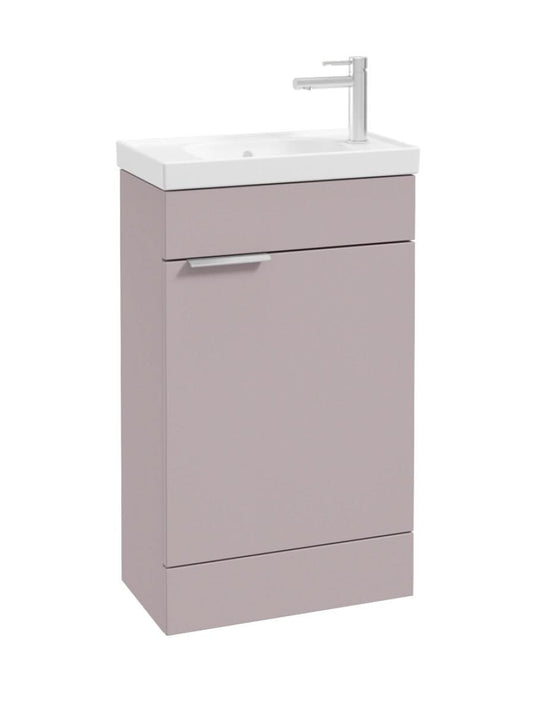 Sonas Stockholm Floorstanding 50Cm Cloakroom Vanity Unit | Matt Cashmere Pink | Brushed Chrome Handle | UF0734