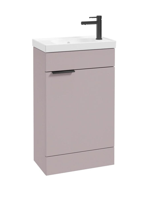 Sonas Stockholm Floorstanding 50Cm Cloakroom Vanity Unit | Matt Cashmere Pink | Matt Black Handle | UF0735