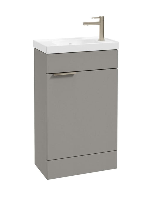 Sonas Stockholm Floorstanding 50Cm Cloakroom Vanity Unit | Matt Khaki | Brushed Nickel Handle | UF1511