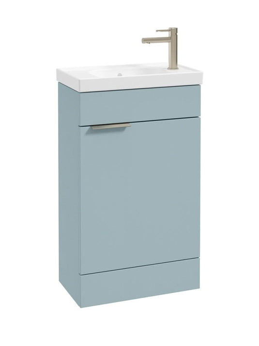 Sonas Stockholm Floorstanding 50Cm Cloakroom Vanity Unit | Matt Morning Sky Blue | Brushed Nickel Handle | UF1509