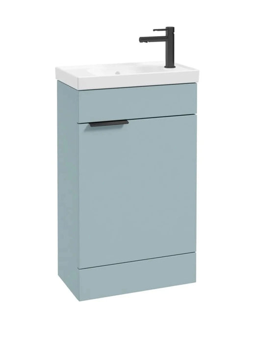 Sonas Stockholm Floorstanding 50Cm Cloakroom Vanity Unit | Matt Morning Sky Blue | Matt Black Handle | UF0738