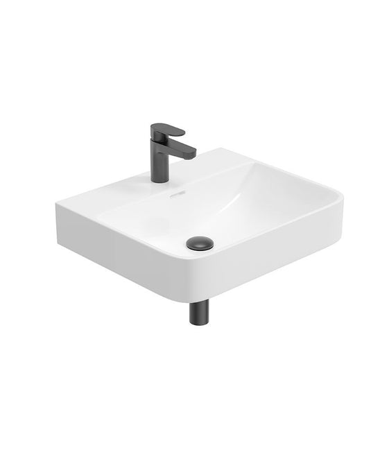 Sonas Horizon Square 55Cm 1 Tap Hole Wash Basin & Bottle Trap | Matt Black | USW0462