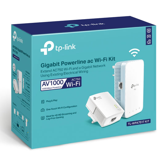 TP LINK AV1000 1-port Gigabit & AC750Mbps Wi-Fi Powerline Starter Kit | WPA7517KIT