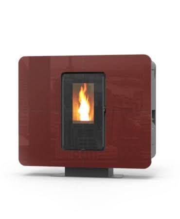 Thermorossi Slim Quadro Glass 14 Wood Pellet Boiler | Red