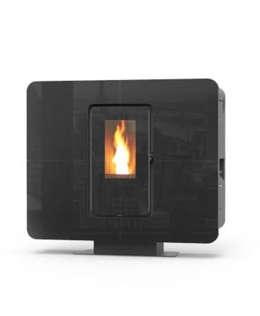 Thermorossi Slim Quadro Glass 14 Wood Pellet Boiler | Black