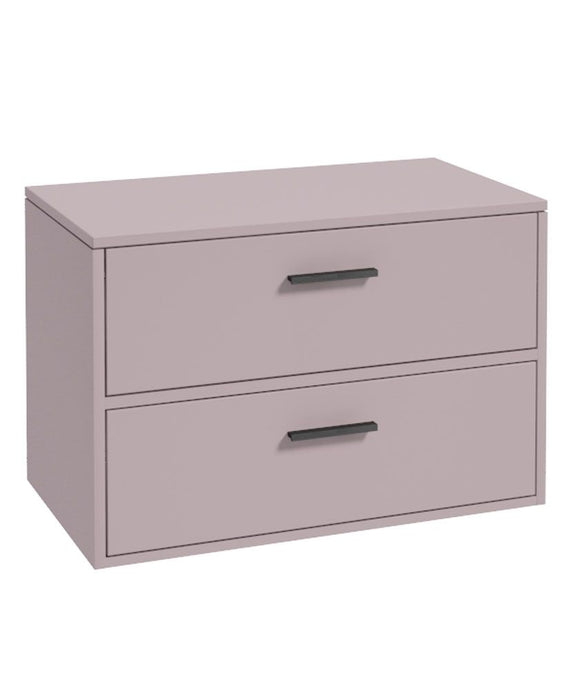 Sonas Finland Wall Hung 80cm Two Drawer Countertop Vanity Unit | Cashmere Pink | Matt Black Handles | UF0566
