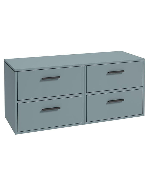 Sonas Finland Wall Hung 120Cm Four Drawer Countertop Vanity Unit | Matt Coral Green | Matt Black Handle | UF0960