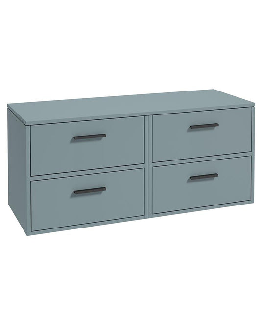 Sonas Finland Wall Hung 120Cm Four Drawer Countertop Vanity Unit | Matt Coral Green | Matt Black Handle | UF0960