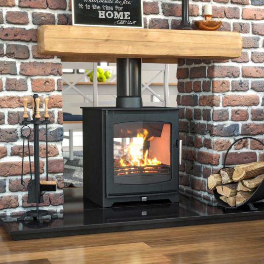 Henley Hazelwood Double Side Eco | Wood Burnning | Matt Black | ST230