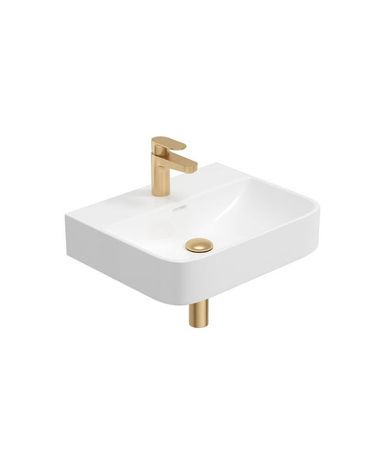 Sonas Horizon Square 50Cm 1 Tap Hole Wash Basin & Bottle Trap | Brushed Gold | USW0466