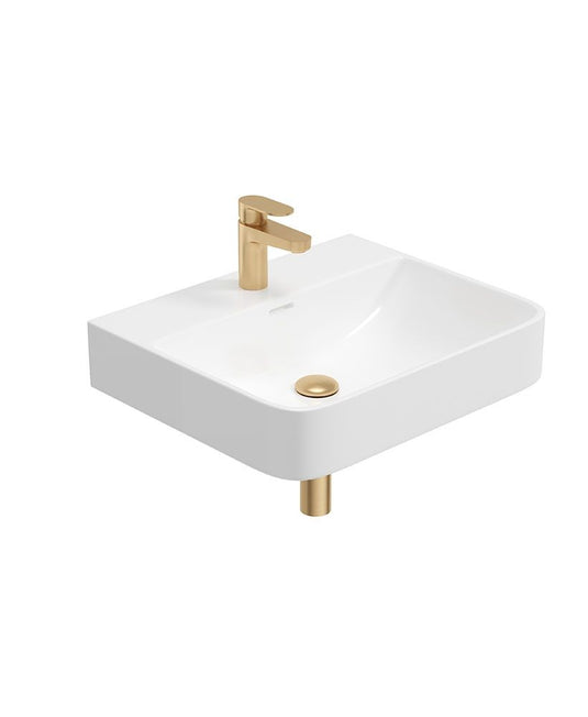 Sonas Horizon Square 55Cm 1 Tap Hole Wash Basin & Bottle Trap | Brushed Gold | USW0463