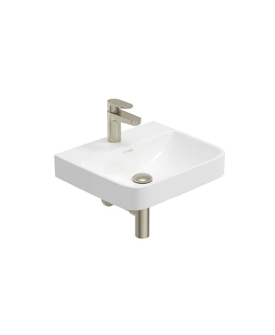 Sonas Horizon Square 45Cm 1 Tap Hole Wash Basin & Bottle Trap | Brushed Nickel | USW0470