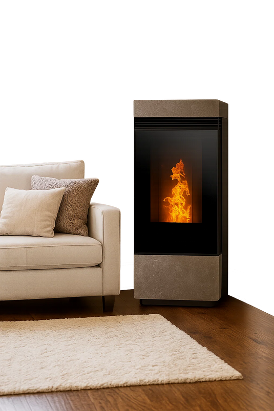 Klover Dama Wood Pellet Stove | 8Kw | Cream Stone | KLDMACS