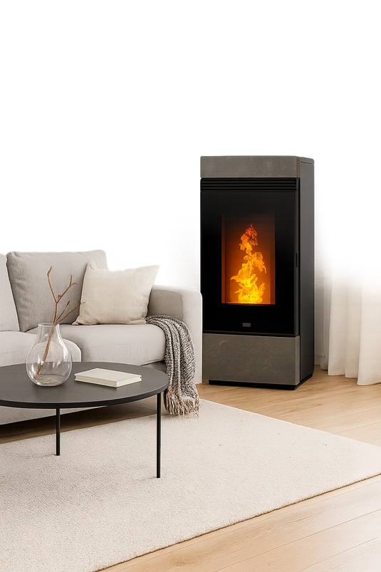 Klover Dama Wood Pellet Stove | 8Kw | Cream Stone | KLDMACS