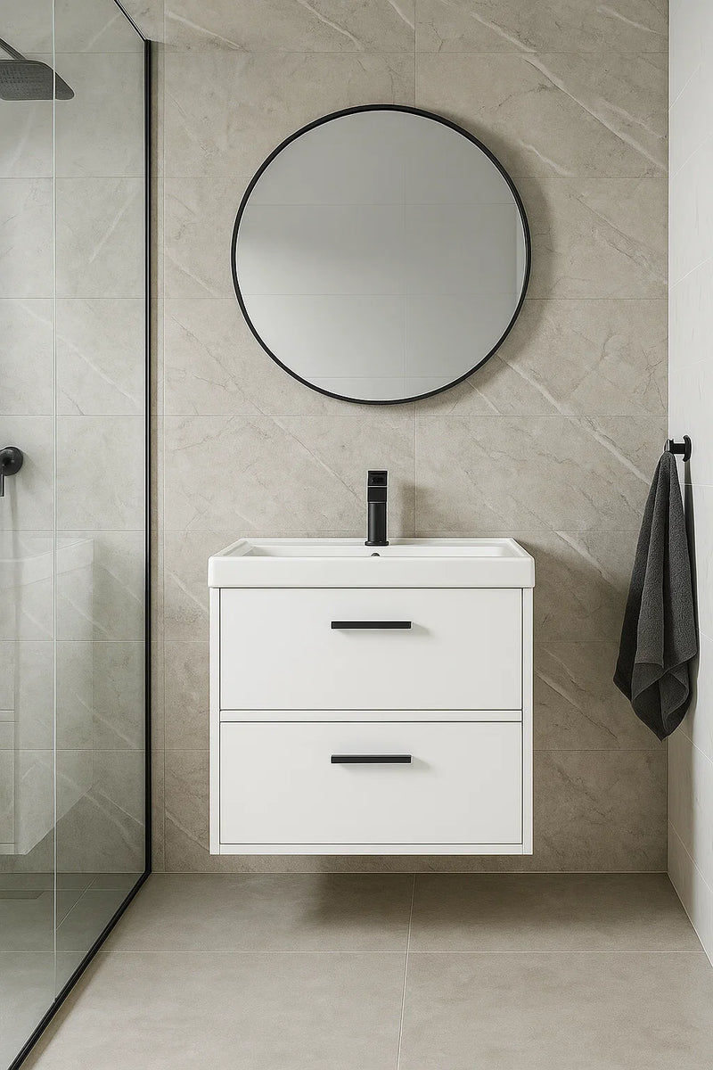 Завантажте зображення в засіб перегляду галереї, white Vanity Unit with Black handle
