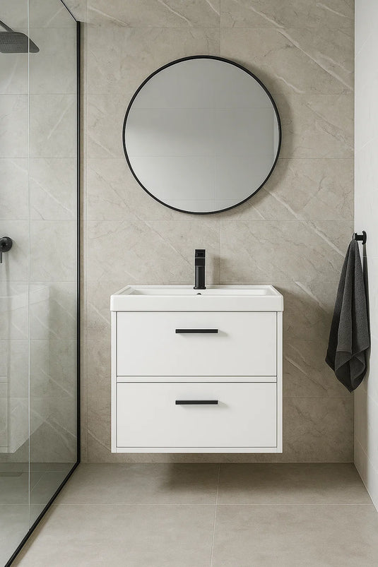 white Vanity Unit with Black handle