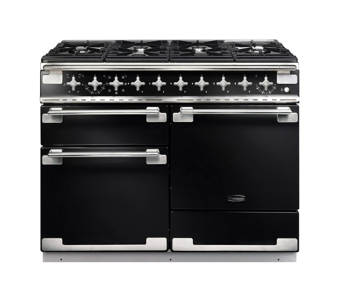 Rangemaster Elise 110 | Dual Fuel | Gloss Black | Brushed Nickel Trim | ELS110DFFGB/