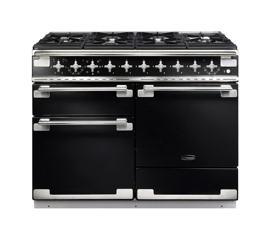 Rangemaster Elise 110 | Dual Fuel | Gloss Black | Brushed Nickel Trim | ELS110DFFGB/