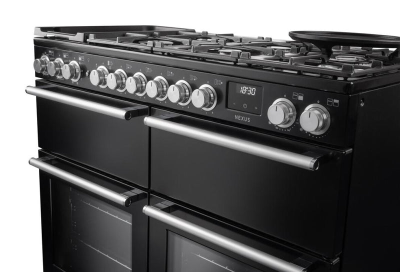 Завантажте зображення в засіб перегляду галереї, Rangemaster Nexus 110Cm Induction Slow Oven Gloss Black With Chrome Trim | NEXB110EIPGBL/CM1
