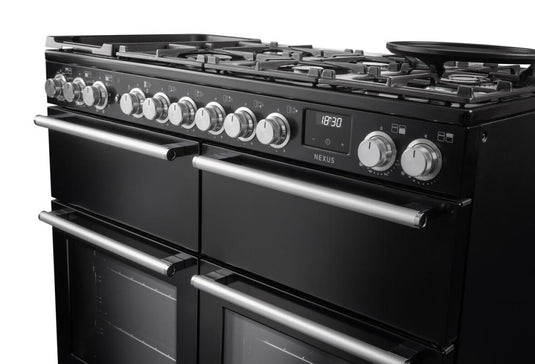 Rangemaster Nexus 110Cm Induction Slow Oven Gloss Black With Chrome Trim | NEXB110EIPGBL/CM1