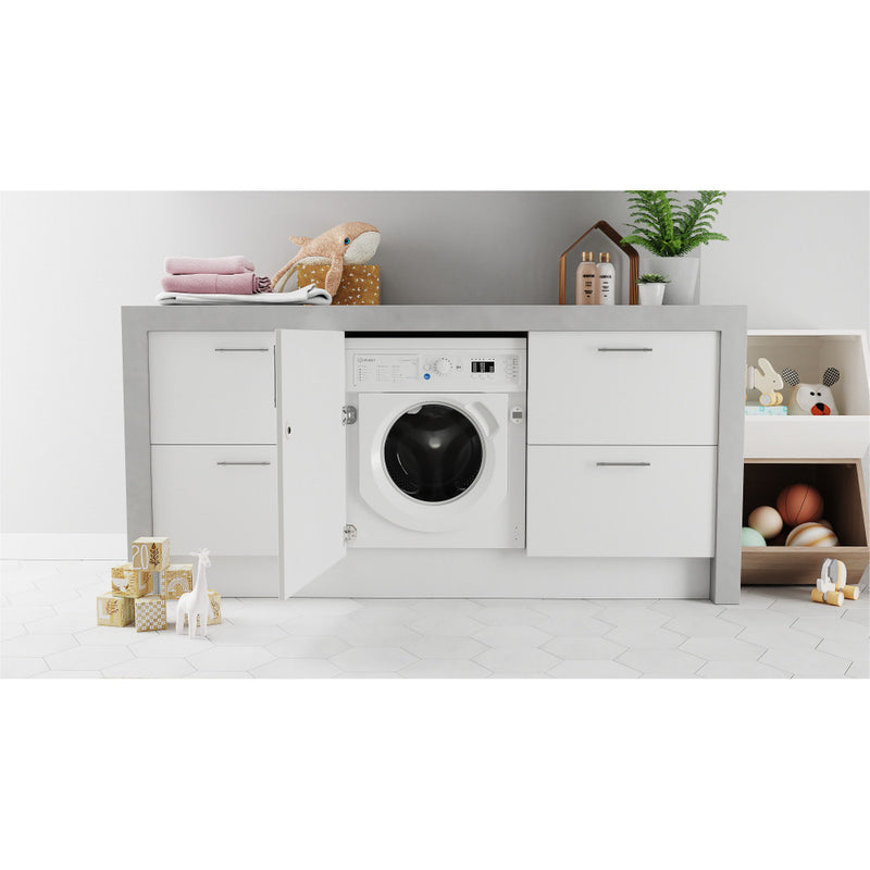 Załaduj obraz do przeglądarki galerii, Indesit Push&amp;Go BI 9kg Integrated Washing Machine | BI WMIL 91485 UK
