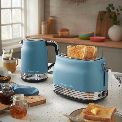 Завантажте зображення в засіб перегляду галереї, Russell Hobbs Hanley Retro Toaster 2 Slice | Blue | 28651
