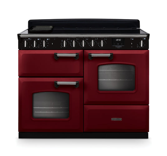 Rangemaster Classic Deluxe Oc 110 Induction Bordeaux with Chrome trim | CLDLO110EIPBOR/CM1