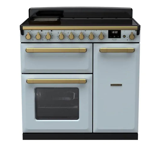 Rangemaster Estel Deluxe 90 | Induction | Misty Blue  | Antique Brass Trim | ESDL90EIPMSB/AB1