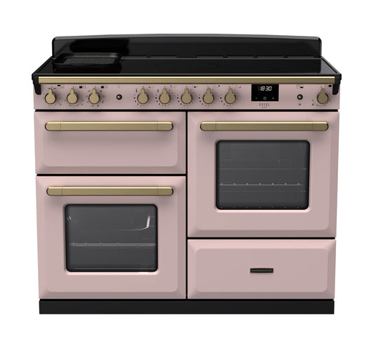 Rangemaster Estel Deluxe 110 Standard Format | Induction | Pale Pink | Antique Brass Trim | ESDLO110EIPPPK/AB1