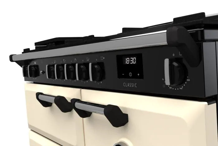 Załaduj obraz do przeglądarki galerii, Rangemaster Classic 100 Dual Fuel Pale Cream with Chrome Trim | CL100DFPPCR/CM1
