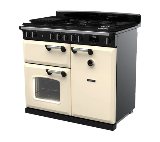 Rangemaster Classic 100 Dual Fuel Pale Cream with Chrome Trim | CL100DFPPCR/CM1