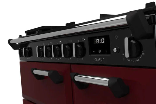 Rangemaster Classic 90 Dual Fuel Bordeaux with Chrome Trim | CL90DFPBOR/CM1