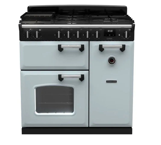 Rangemaster Classic 90cm Dual Fuel Rangecooker | Misty Blue | CL90DFPMSB/CM1