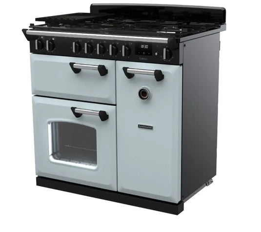 Rangemaster Classic 90cm Dual Fuel Rangecooker | Misty Blue | CL90DFPMSB/CM1
