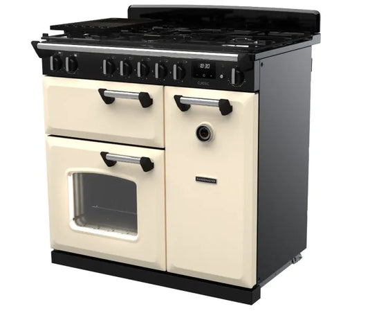 Rangemaster Classic 90cm | Dual Fuel | Pale Cream with Chrome | 14151 GB/IE | CL90DFPPCR/CM1