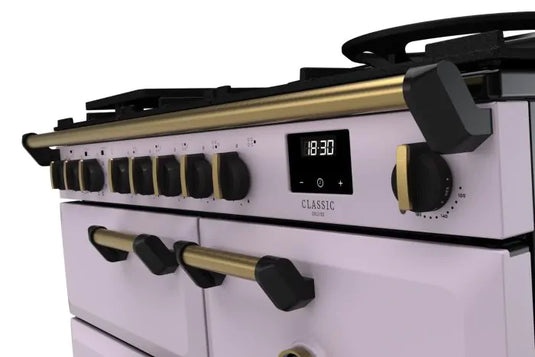 Rangemaster Classic Deluxe 100 Dual Fuel Heather with Antique Brass Trim | CLDL100DFPHTH/AB1