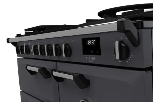 Rangemaster Classic Deluxe 100 Dual Fuel Slate with Chrome Trim | CLDL100DFPSLT/CM1