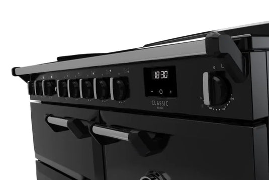 Rangemaster Classic Deluxe 100 Induction Black with Chrome Trim | CLDL100EIPGBL/CM1