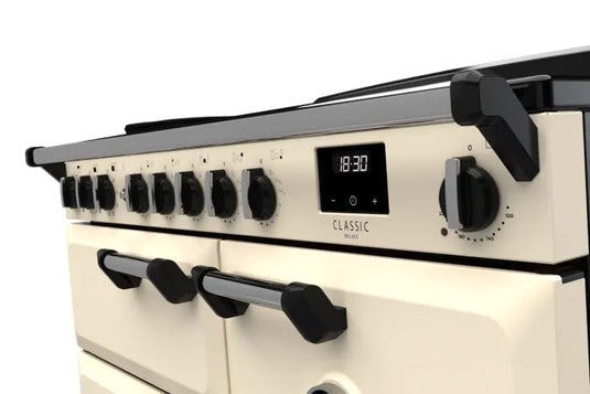 Rangemaster Classic Deluxe 100 Induction Pale Cream with Chrome Trim | CLDL100EIPPCR/CM1