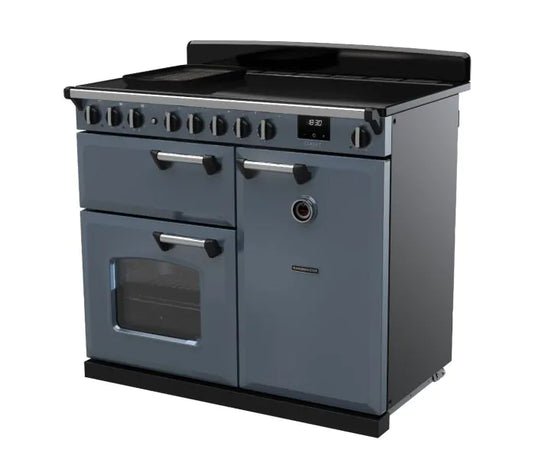 Rangemaster Classic Deluxe 100 Induction Stone Blue with Chrome Trim | CLDL100EIPSTB/CM1