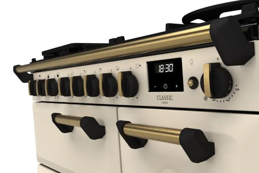 Rangemaster Classic Deluxe 90 Dual Fuel Pale Cream with Antique Brass Trim | CLDL90DFPPCR/AB1