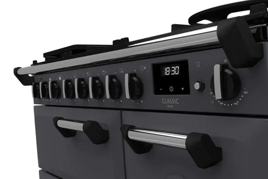 Rangemaster Classic Deluxe 90 Dual Fuel Slate with Chrome Trim | CLDL90DFPSLT/CM1