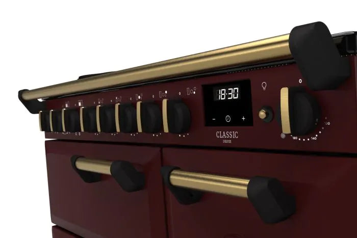 Завантажте зображення в засіб перегляду галереї, Rangemaster Classic Deluxe 90 Induction Bordeaux with Antique Brass Trim | CLDL90EIPBOR/AB1

