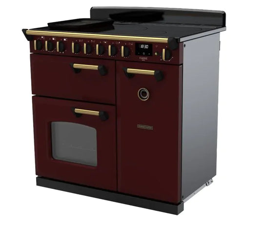 Rangemaster Classic Deluxe 90 Induction Bordeaux with Antique Brass Trim | CLDL90EIPBOR/AB1