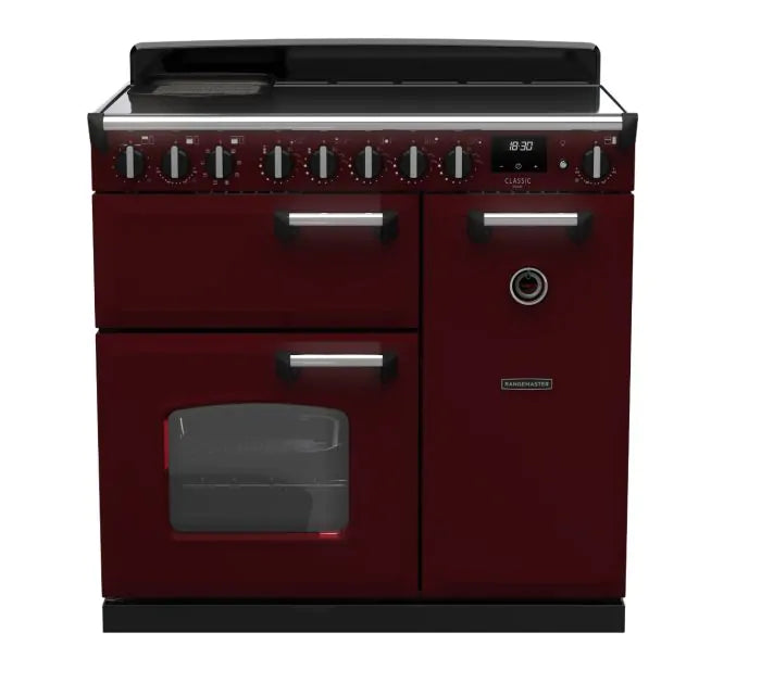Load image into Gallery viewer, Rangemaster Classic Deluxe 90 Induction Bordeaux with Chrome Trim | CLDL90EIPBOR/CM1
